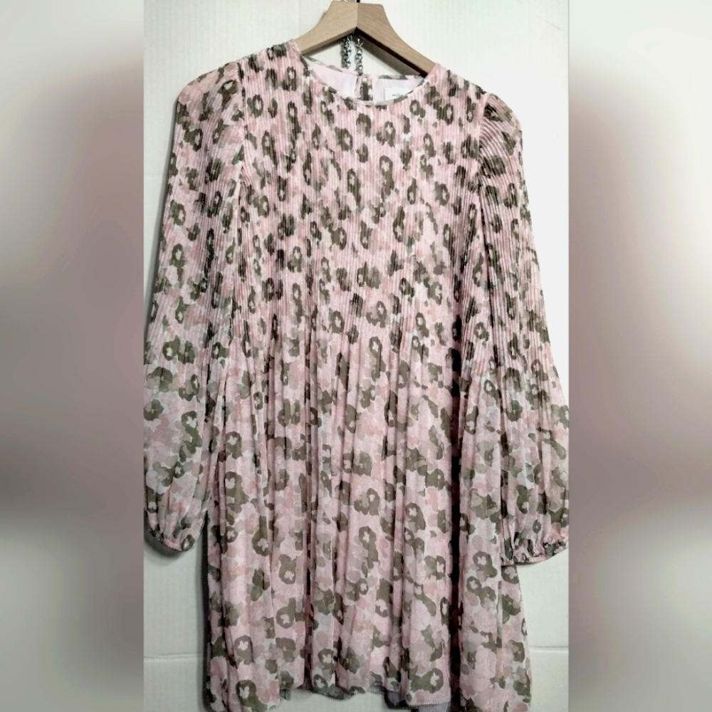 Pleated chiffon mini dress